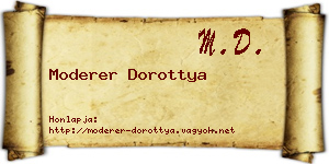 Moderer Dorottya névjegykártya